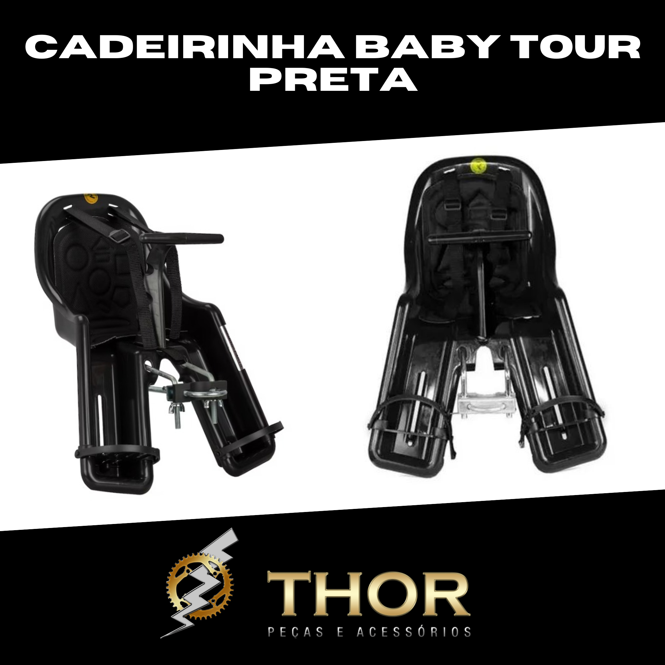 CADEIRINHA DIANT BABY TOUR PRETA * C/ ACESSÓRIOS - Imagem 1