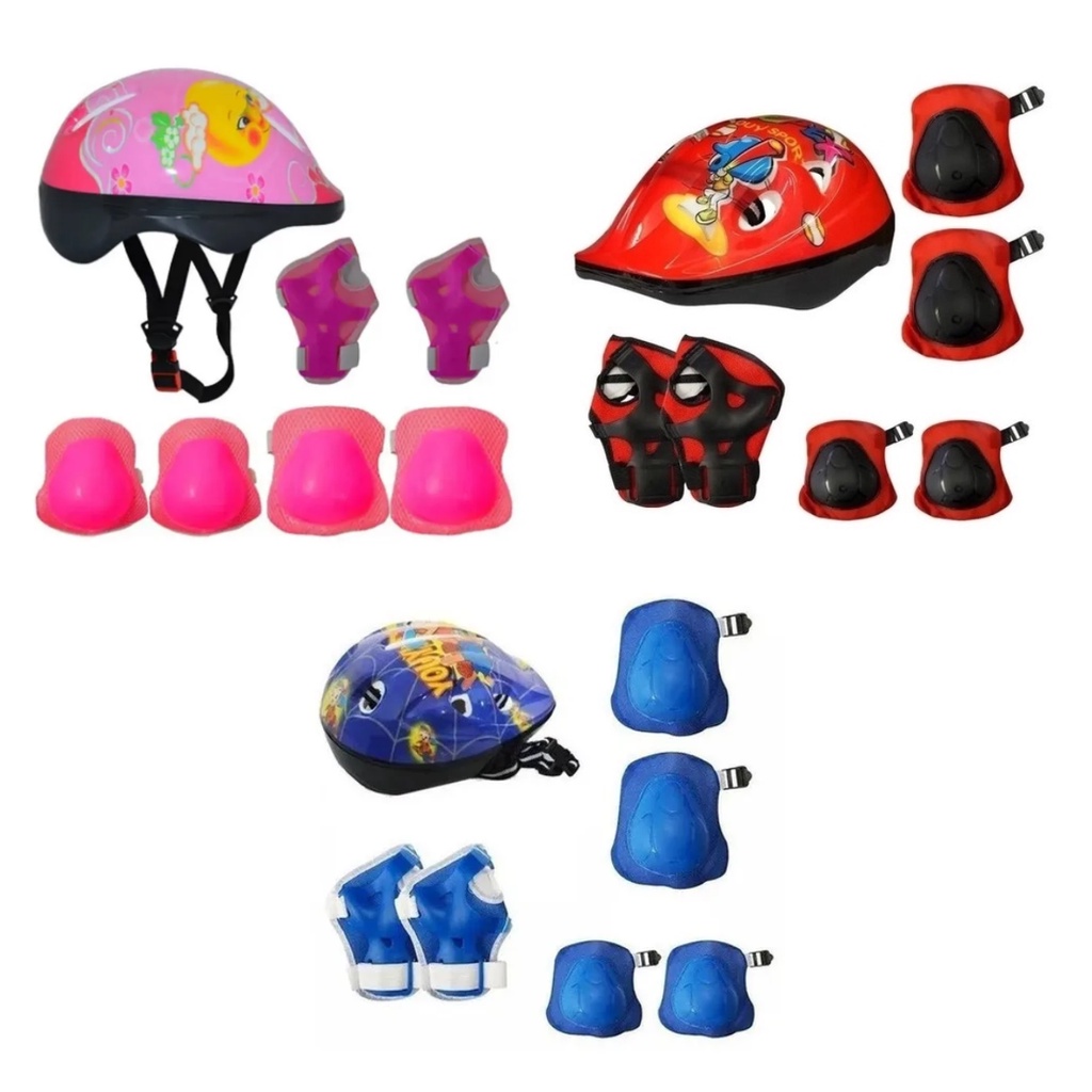 KIT PROTEÇÃO INFANTIL (CAPACETE + JOELHEIRA + COTOVELEIRA) - CORES - Imagem 1