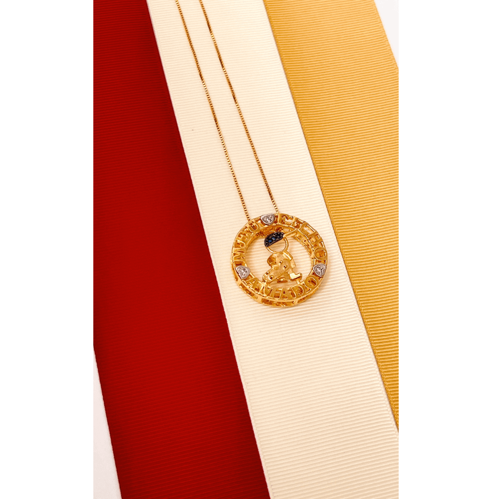 Colar Mandala Meu Filho Amado Menino banhado em ouro 18k com zirconias cordão mãe