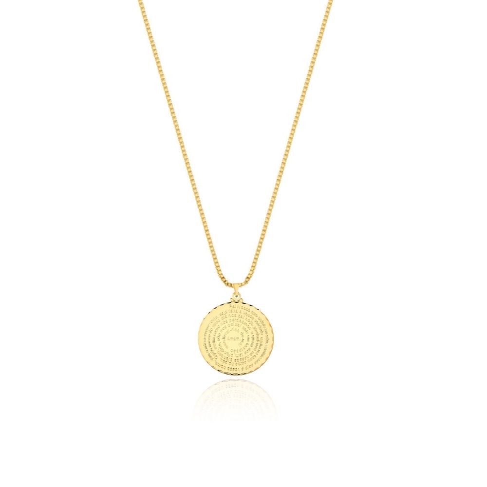 Colar Infantil com Pingente Pai Nosso pequeno banhado em Ouro 18k - 1,5 cm - corrente 35cm