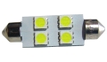 (LED 143/10) TORPEDO 4 LEDs (LED 5050) CX10un- 41mm T11X41mm BRANCO 24v