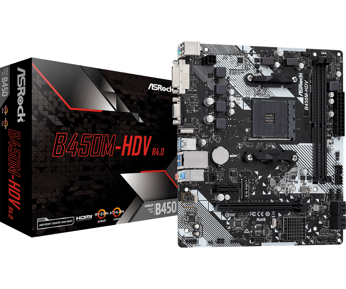 Placa MAE Asrock B450M-HDV R4.0 - Ryzen AM4 - DDR4 - Matx - M.2 - Vga/hdmi/dvi - foto 1
