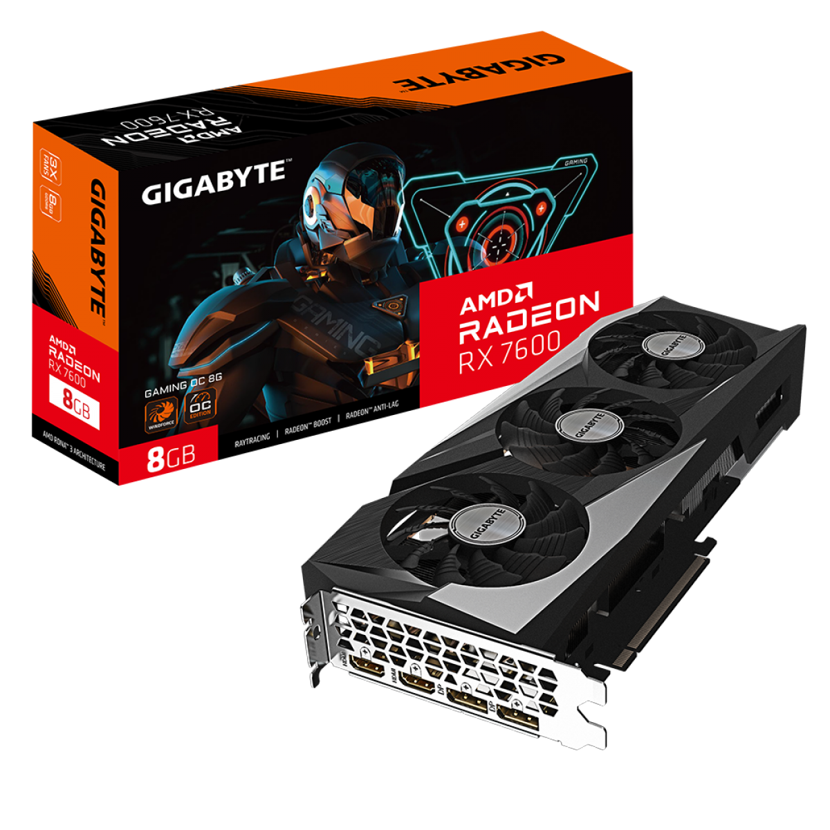 Placa De Vídeo Gigabyte AMD Radeon RX 7600 Gaming OC 8GB GDDR6 - foto 1