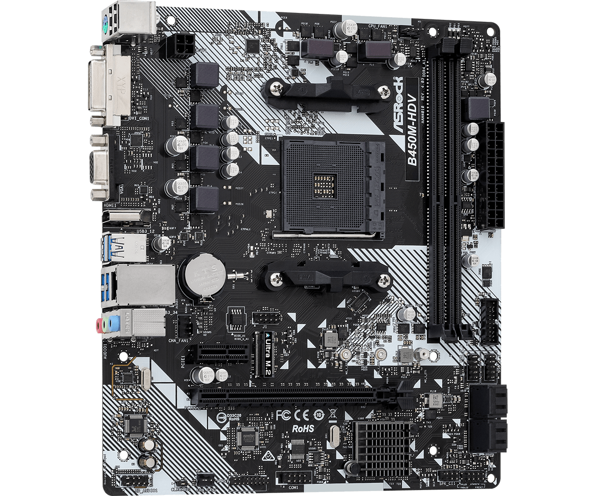 Placa MAE Asrock B450M-HDV R4.0 - Ryzen AM4 - DDR4 - Matx - M.2 - Vga/hdmi/dvi - miniatura 4