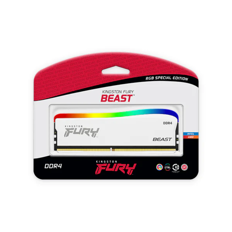 Memoria 8GB DDR4 3200MHZ CL16 Kingston Fury Beast White RGB - miniatura 3