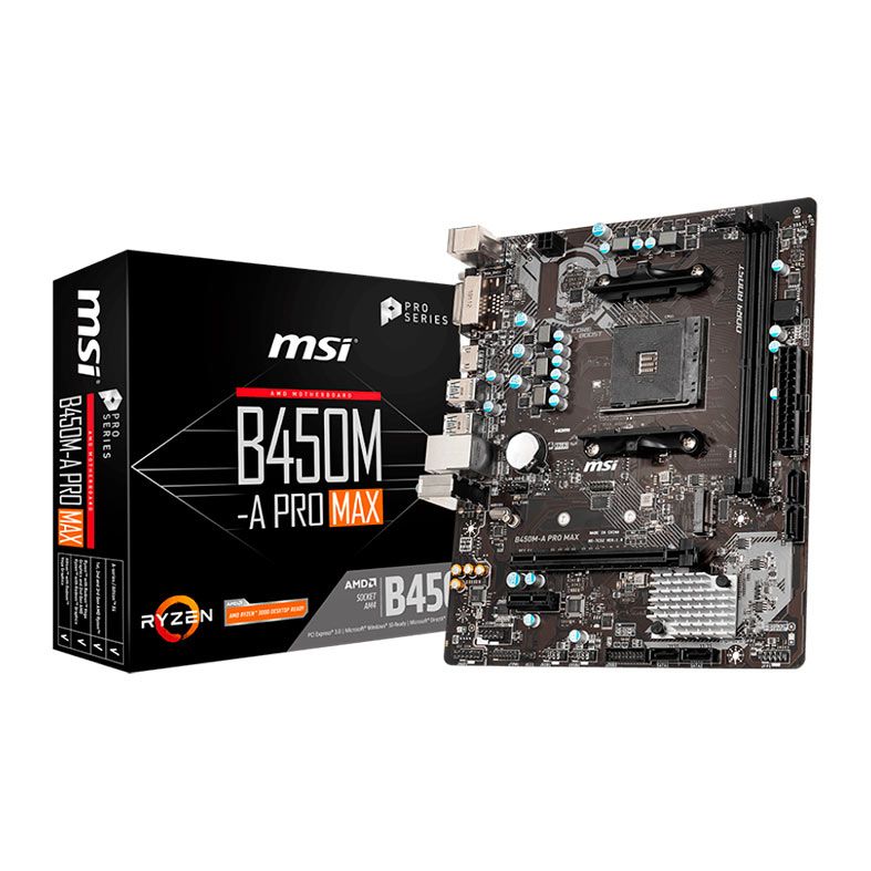 PLACA MAE MSI B450M-A PRO MAX - AMD RYZEN AM4 - DDR4 - MATX - HDMI/DVI - foto 1