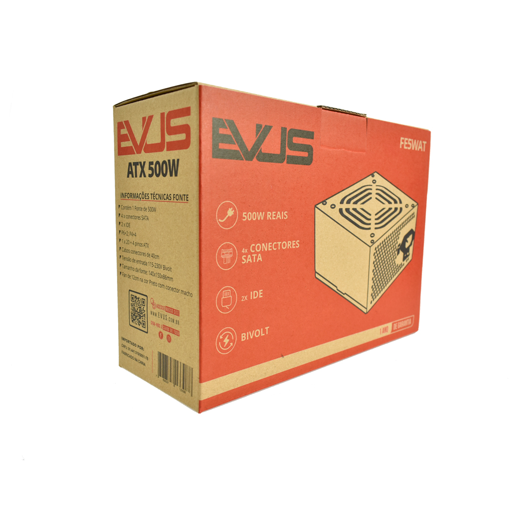 FONTE EVUS 500W FE5WAT BIVOLT PFC ATIVO - miniatura 4