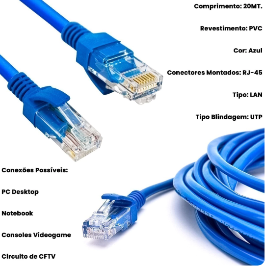 CB 34 CABO DE REDE RJ45 20 METROS LE-306 KAP-W-20 - miniatura 2