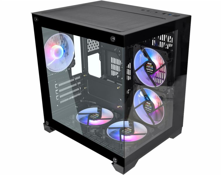 GABINETE GAMER KMEX CG-xxKN SPACE AQUARIO PRETO MICRO ATX SEM FAN - miniatura 2