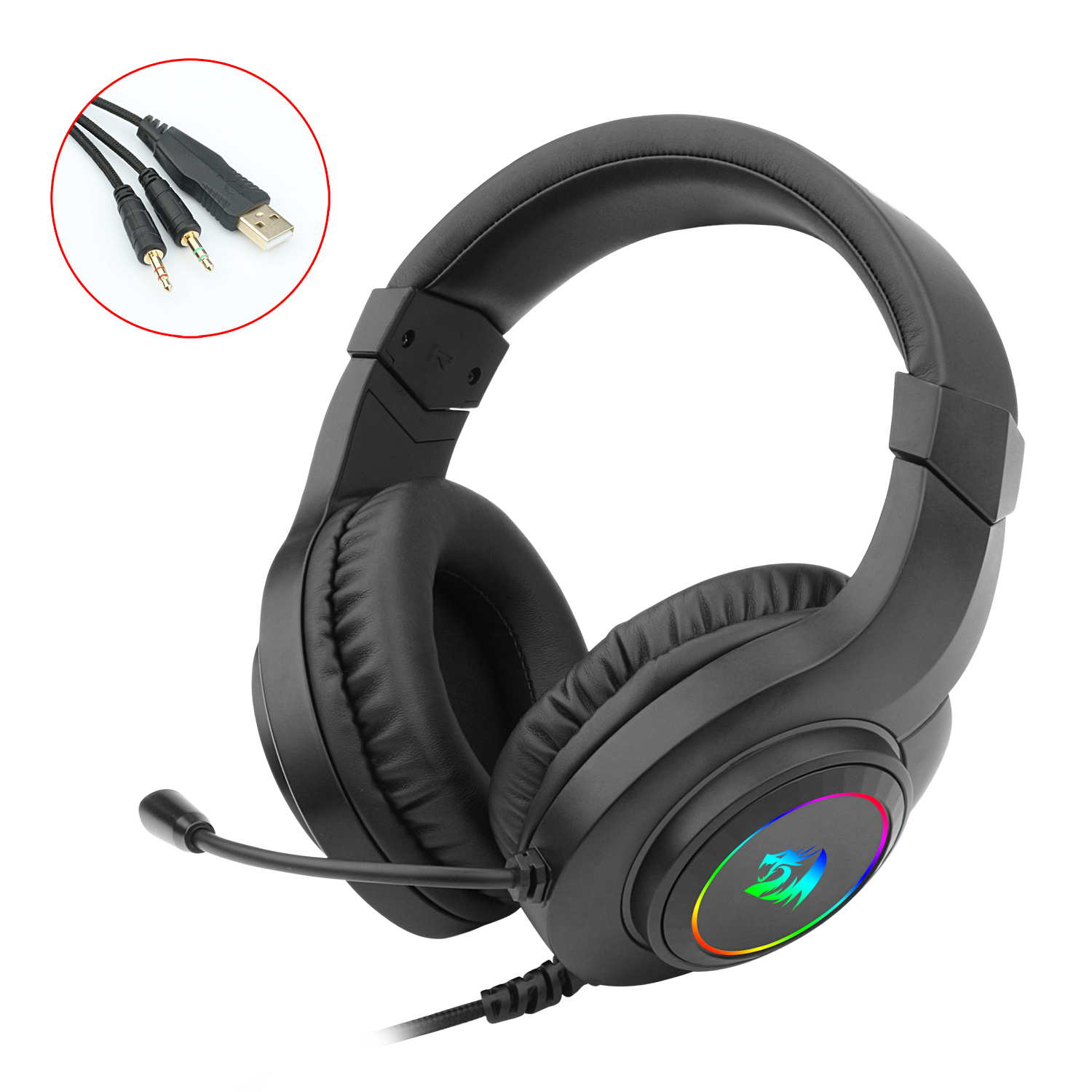 Headset Gamer Redragon Hylas Preto RGB H260RGB - miniatura 5