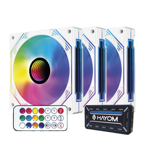 KIT 3 FANS BRANCAS RGB 12CM – FC1309 - foto 1