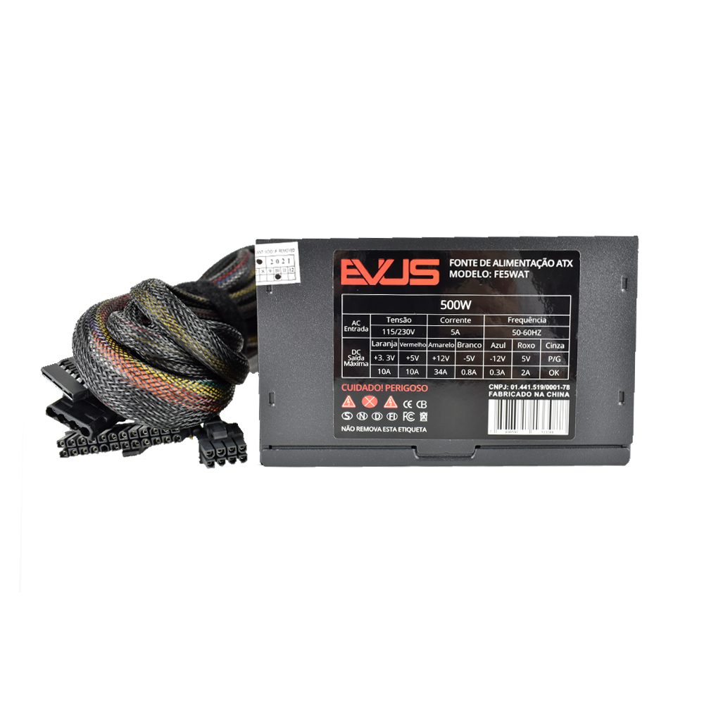 FONTE EVUS 500W FE5WAT BIVOLT PFC ATIVO - miniatura 3