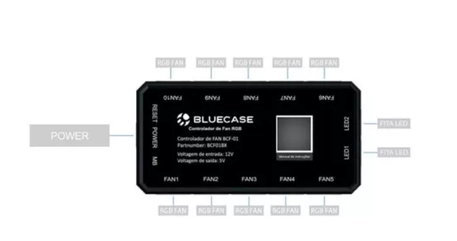 CONTROLADOR DE FAN BCF-01 BLUECASE - BOX - COM CONTROLE REMOTO / COM CONECTOR PARA PLACA-MAE - miniatura 3