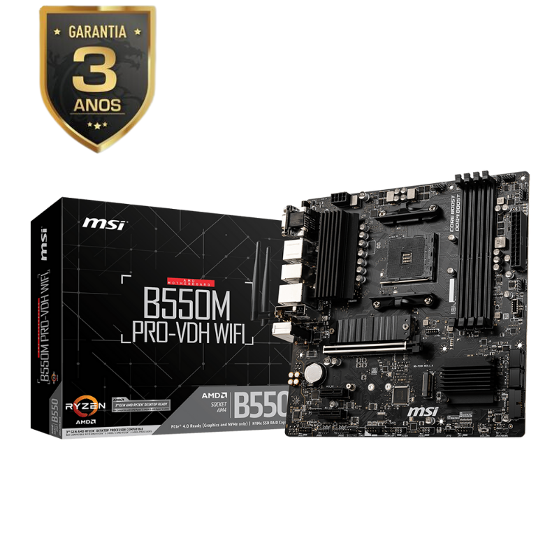 PLACA MAE MSI B550M PRO-VDH WIFI - AMD RYZEN AM4 - DDR4 - MATX - VGA/HDMI/DISPLAY PORT - foto 1