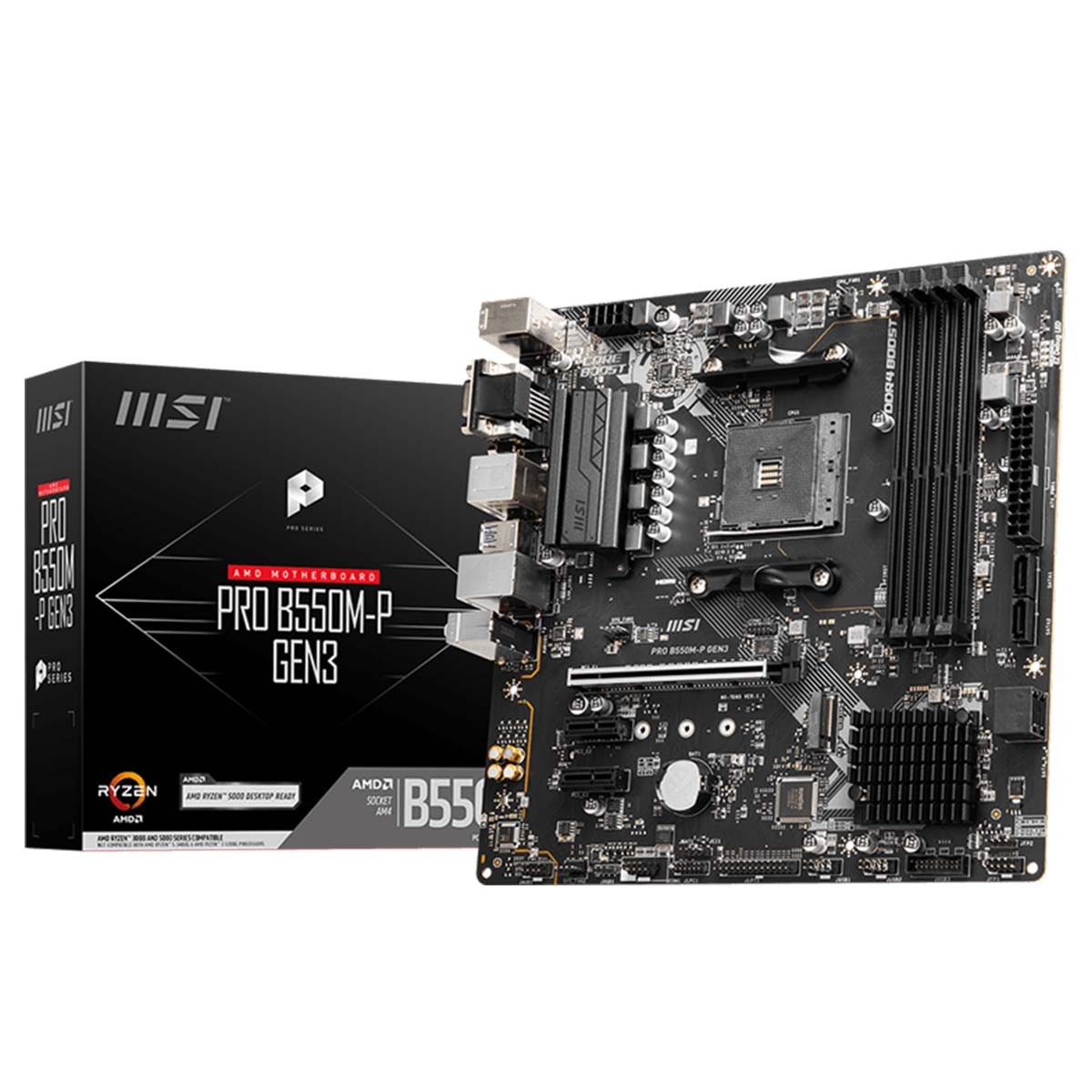 Placa Mãe MSI PRO B550M-P GEN3, Chipset B550, AMD AM4, mATX, DDR4 - foto 1