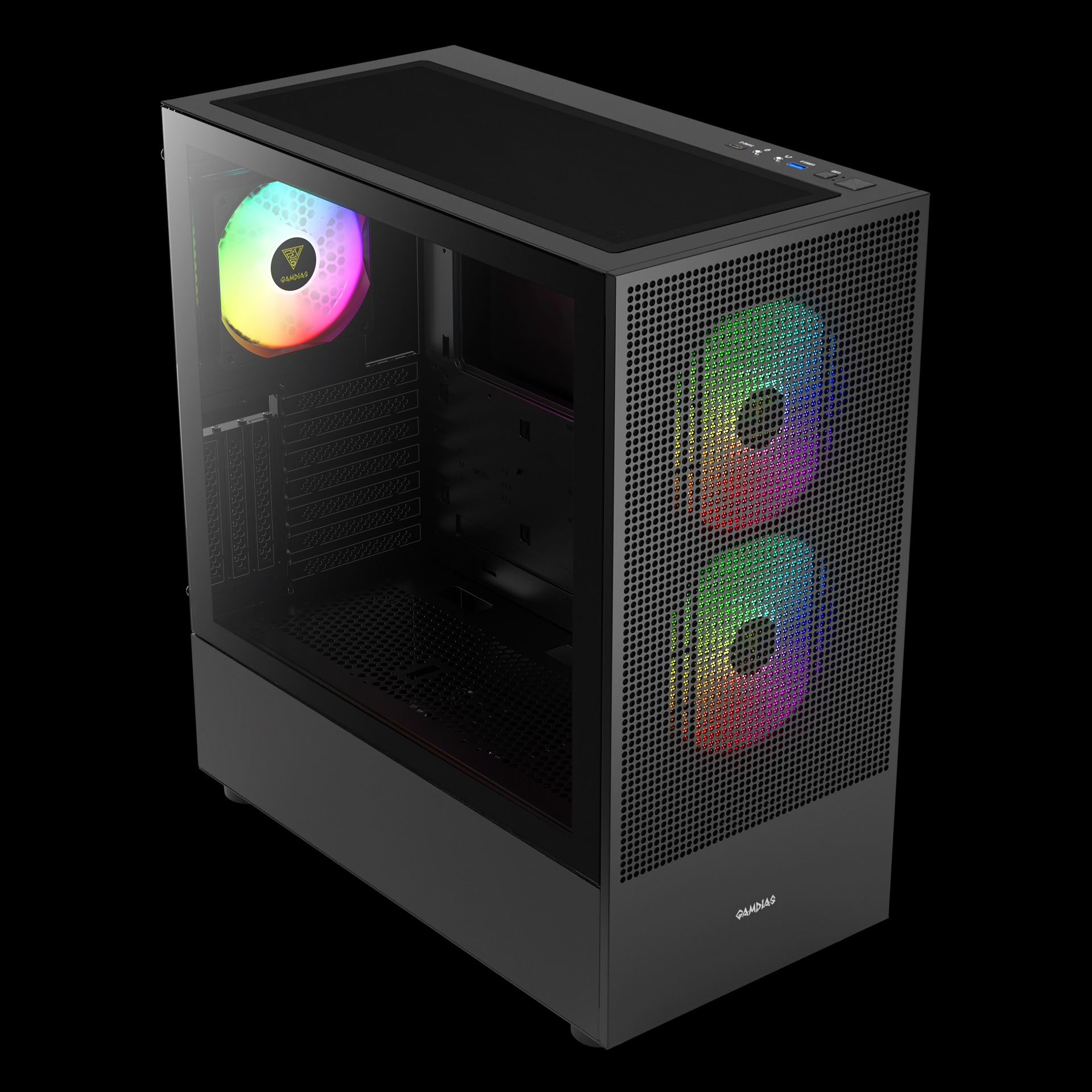 Gabinete Gamdias Talos E3 Mesh Elite Preto com 3 fans - miniatura 2