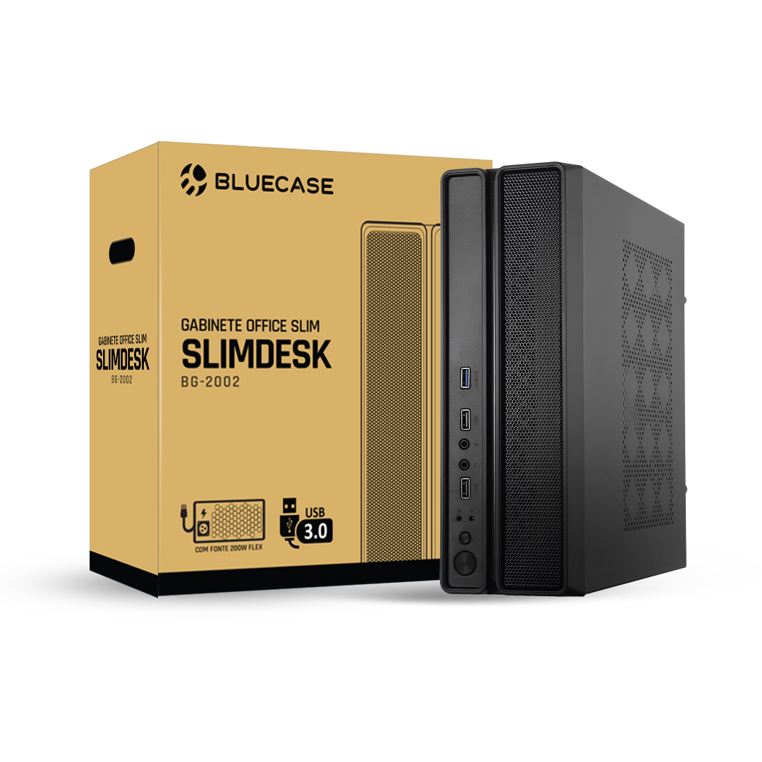GABINETE SLIM COM FONTE 200W SLIMDESK BG-2002 PRETO BLUECASE - USB 3.0 / VERTICAL / HORIZONTAL / MICROATX / MINI-ITX - miniatura 6