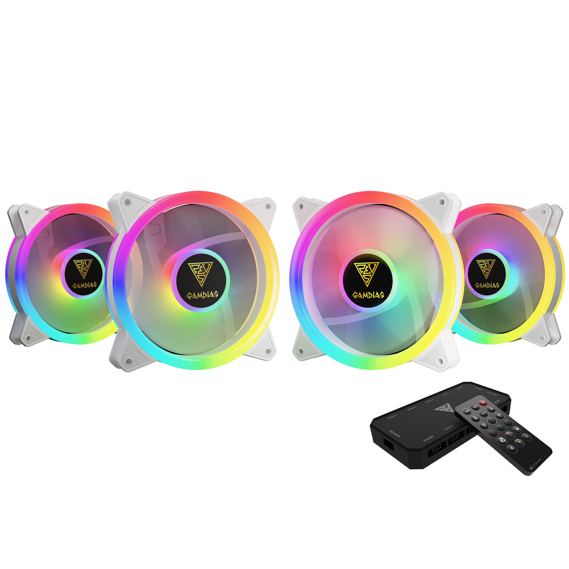 KIT 4 FANS RGB AEOLUS COM 4 FANS BRANCO - foto 1