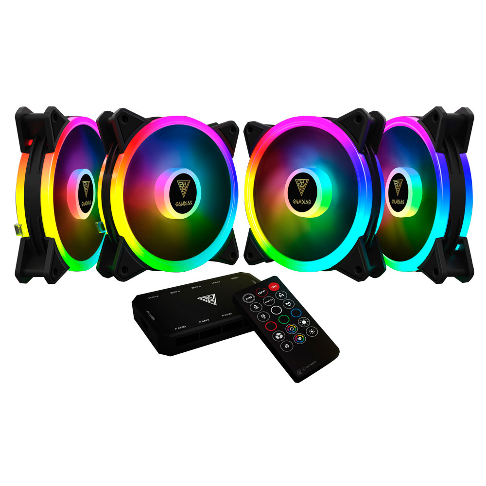 KIT 4 FANS RGB AEOLUS COM 4 FANS - foto 1