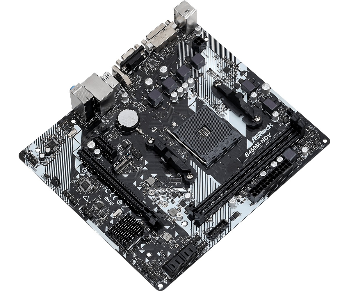 Placa MAE Asrock B450M-HDV R4.0 - Ryzen AM4 - DDR4 - Matx - M.2 - Vga/hdmi/dvi - miniatura 3