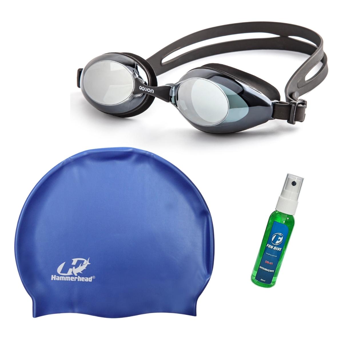 Kit Natação, Nebula Mirror + Touca Lisa + Antiembaçante DB-01