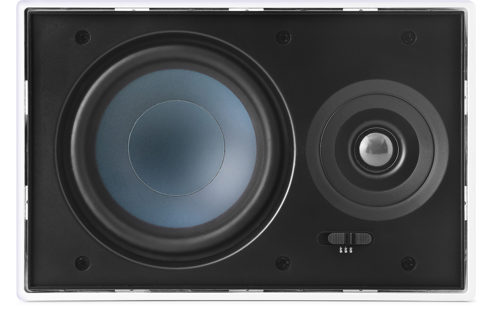 LR-E100 Caixa retangular com tweeter pivotante e ajuste de nível do tweeter com chave de 3 posições, design borderle