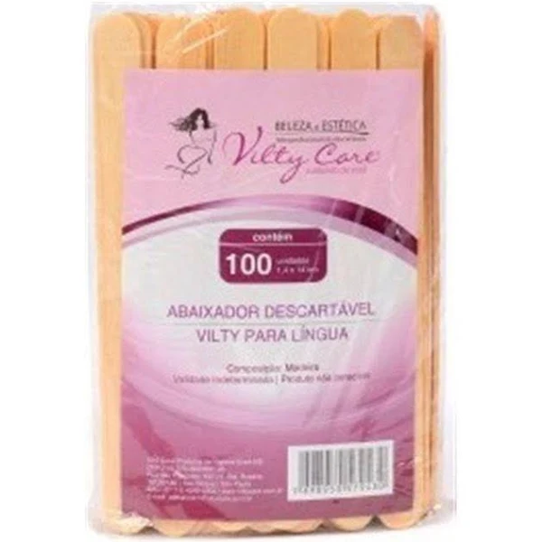 ABAIXADOR VILTY DESCARTAVEL P/ LINGUA - PCT C/ 100 UNID .