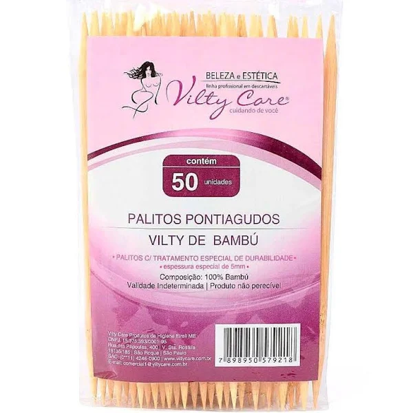 PALITO VILTY 100% BAMBU PONTIAGUDO- PACOTE C/50 UNIDADES .
