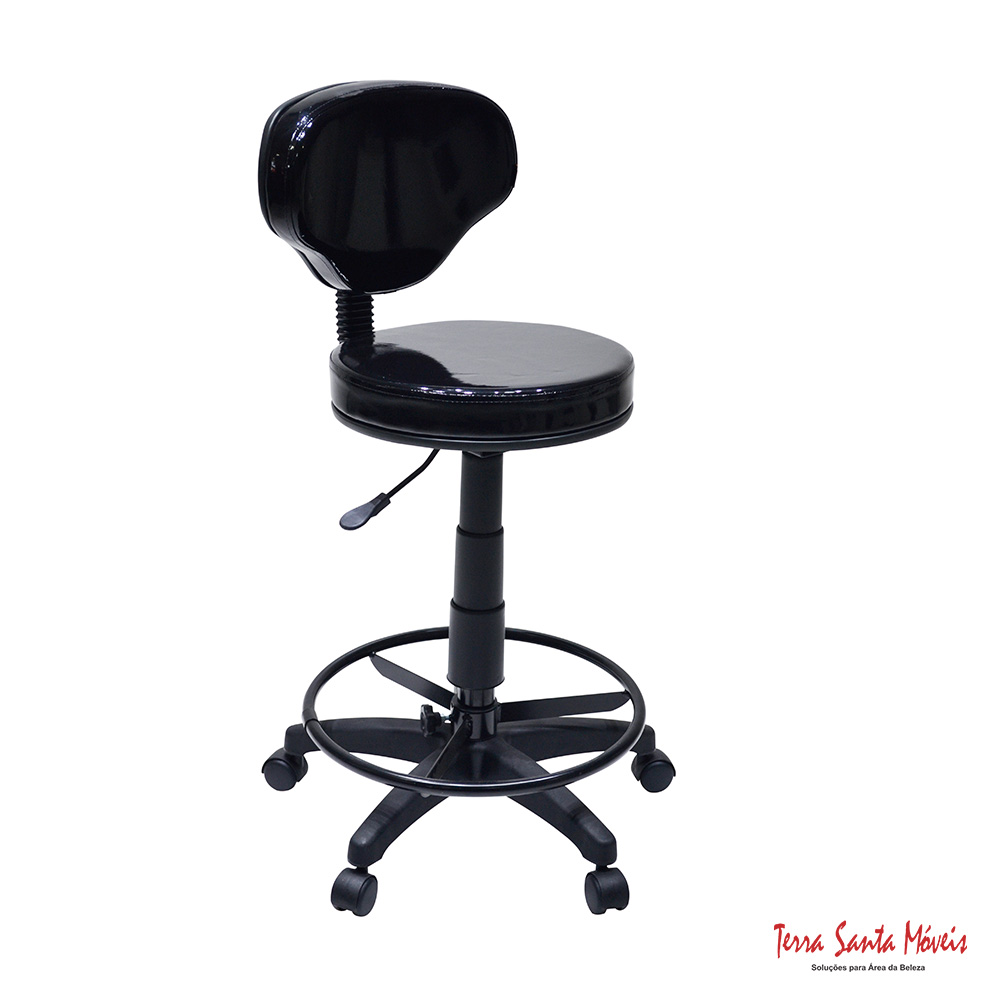 Mocho Com Aro Base Aluminio Polido Preto Acetinado