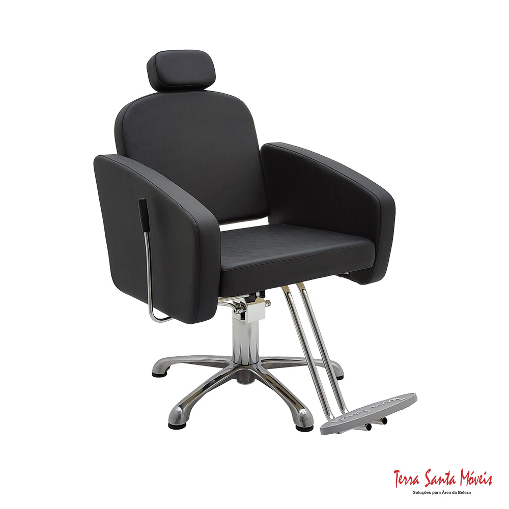 Poltrona Atena Reclinavel Preto Acetinado Base Pentape