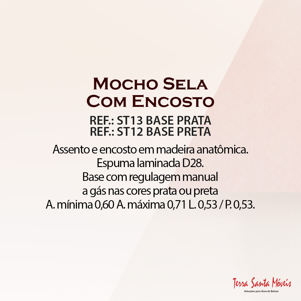 Mocho Sela com Encosto Base Aluminio Polido Preto Acetinado