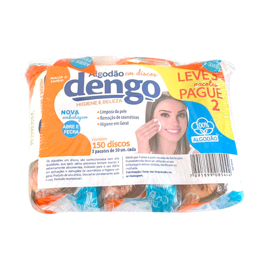 Algodão Disco Dengo c/3 pct. 50 unid. Melhormed