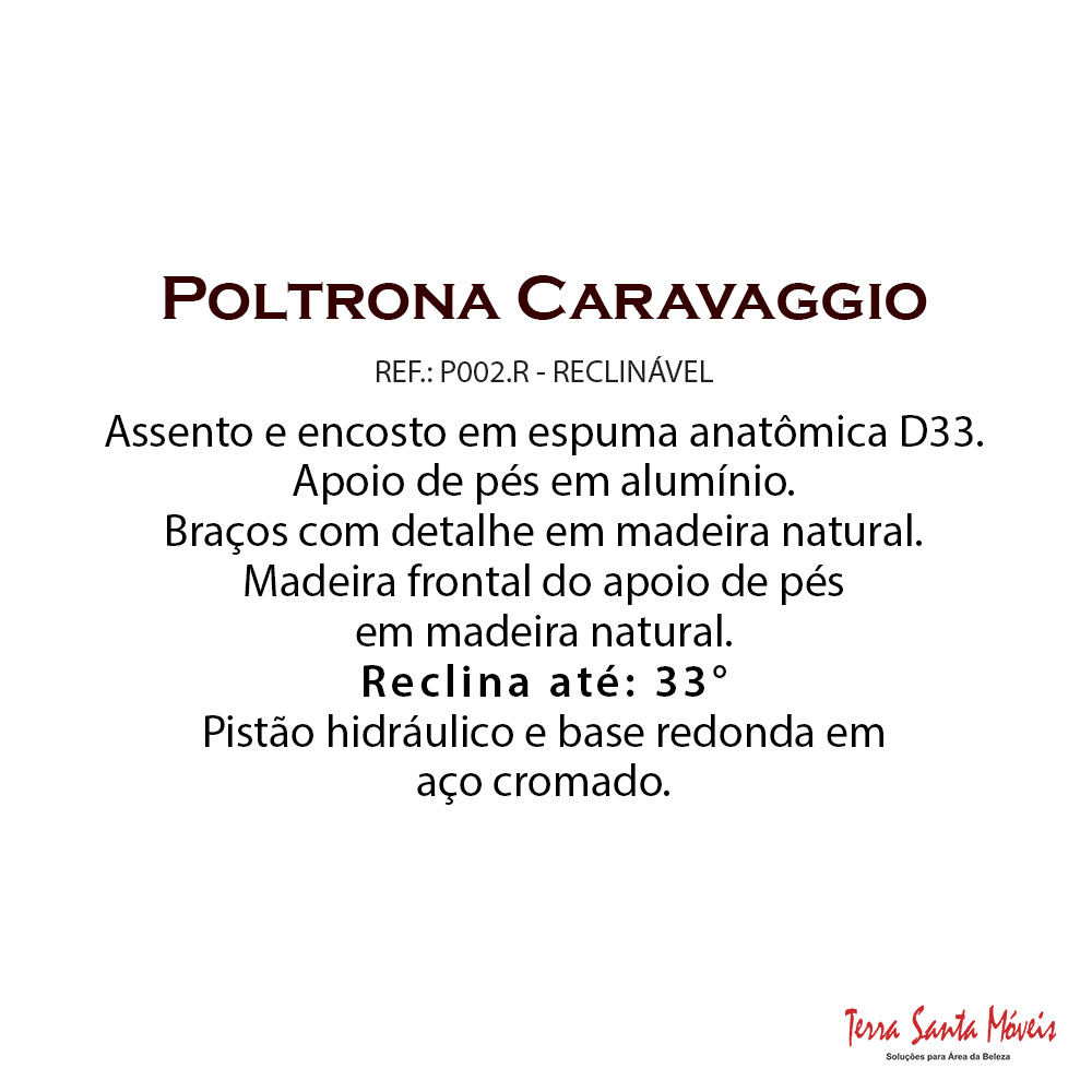 POLTRONA CARAVAGIO RECLINAVEL PRETO CROCO