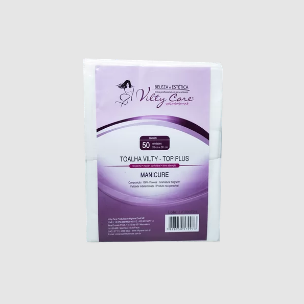 TOALHA VILTY TOP PLUS MANICURE 20X30CM - PCT C/ 50 UNID .
