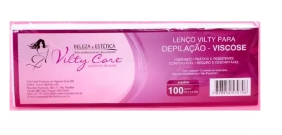 Lenço Vilty p/ Depilçao Viscose 23X7 - Pct c/ 100 Lenços