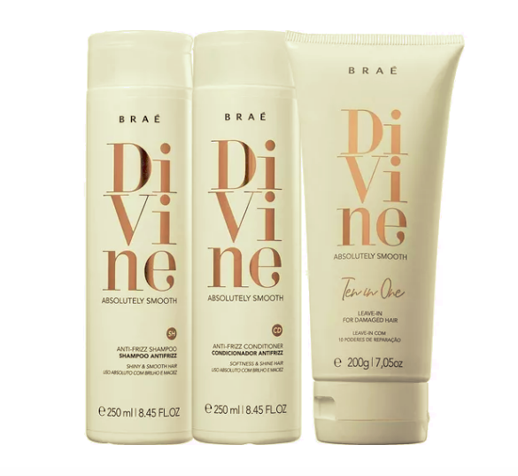 KIT BRAÉ DIVINE SHAMPOO 250ML + CONDICIONADOR 250ML + LEAVE IN 10 IN 1 200G