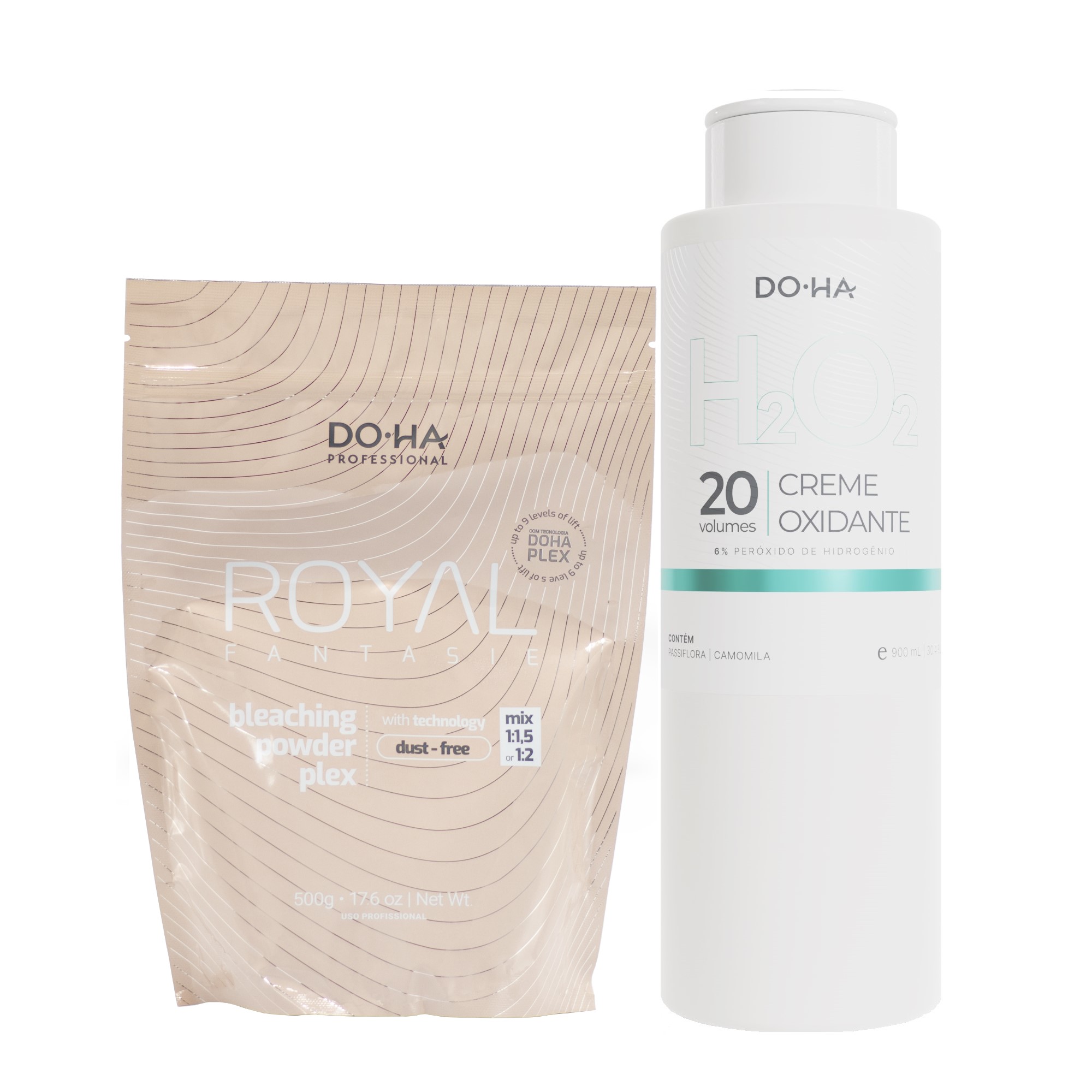 DOHA KIT 01 PÓ DESCOLORANTE PLEX 500g + 01 OX 20 VOLUMES 900ml