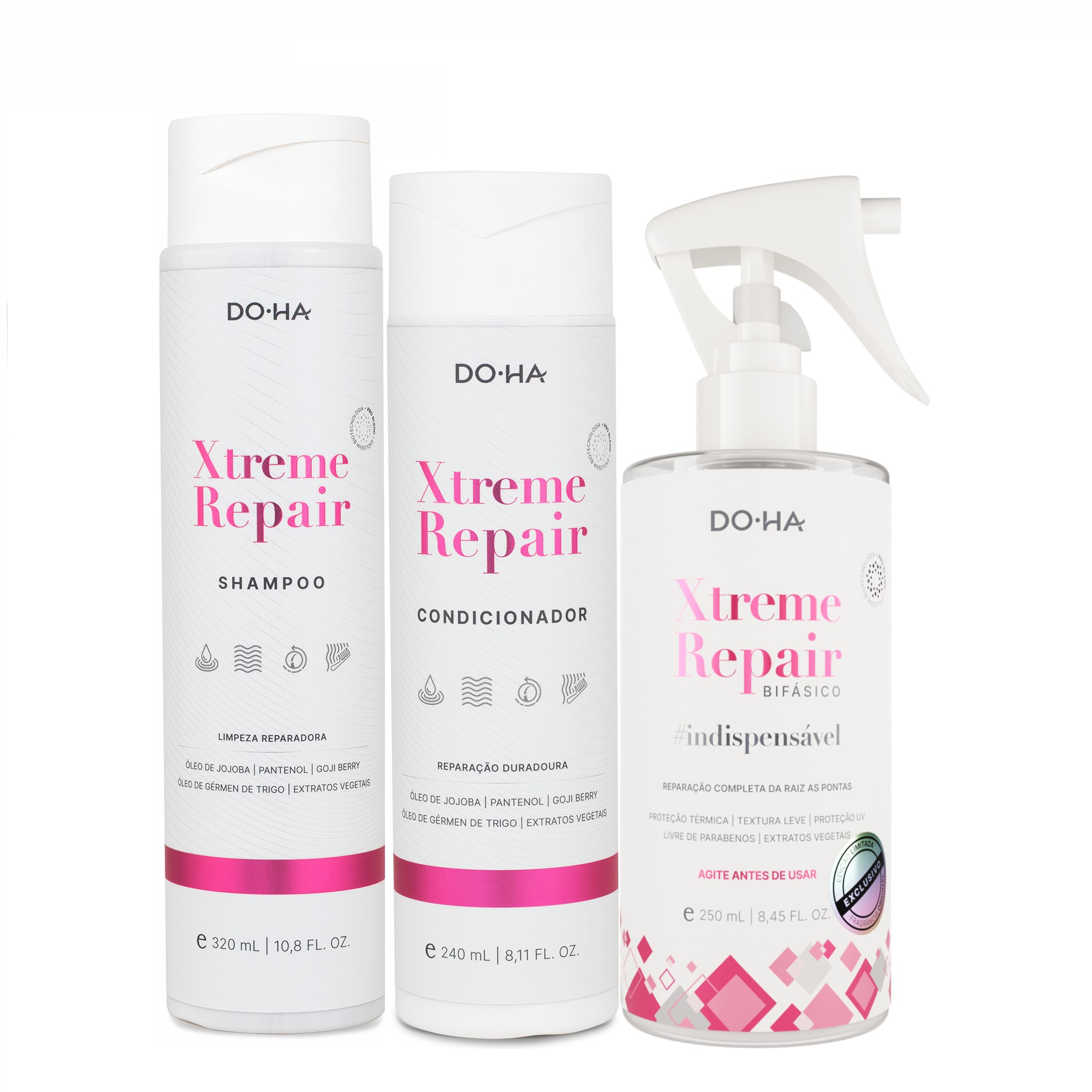 DOHA KIT XTREME REPAIR SHAMPOO 240ml + CONDICIONADOR 320ml + BIFÁSICO  250ml