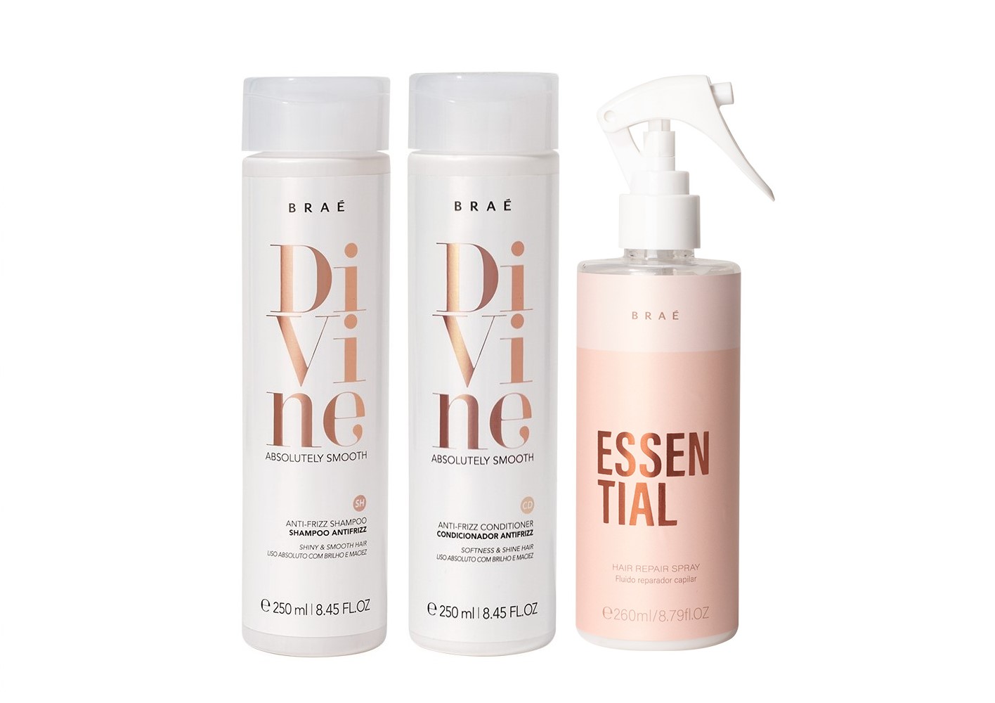 BRAE DIVINE KIT - SHAMPOO 250ml + CONDICIONADOR 250ml + FINALIZADOR 260ml