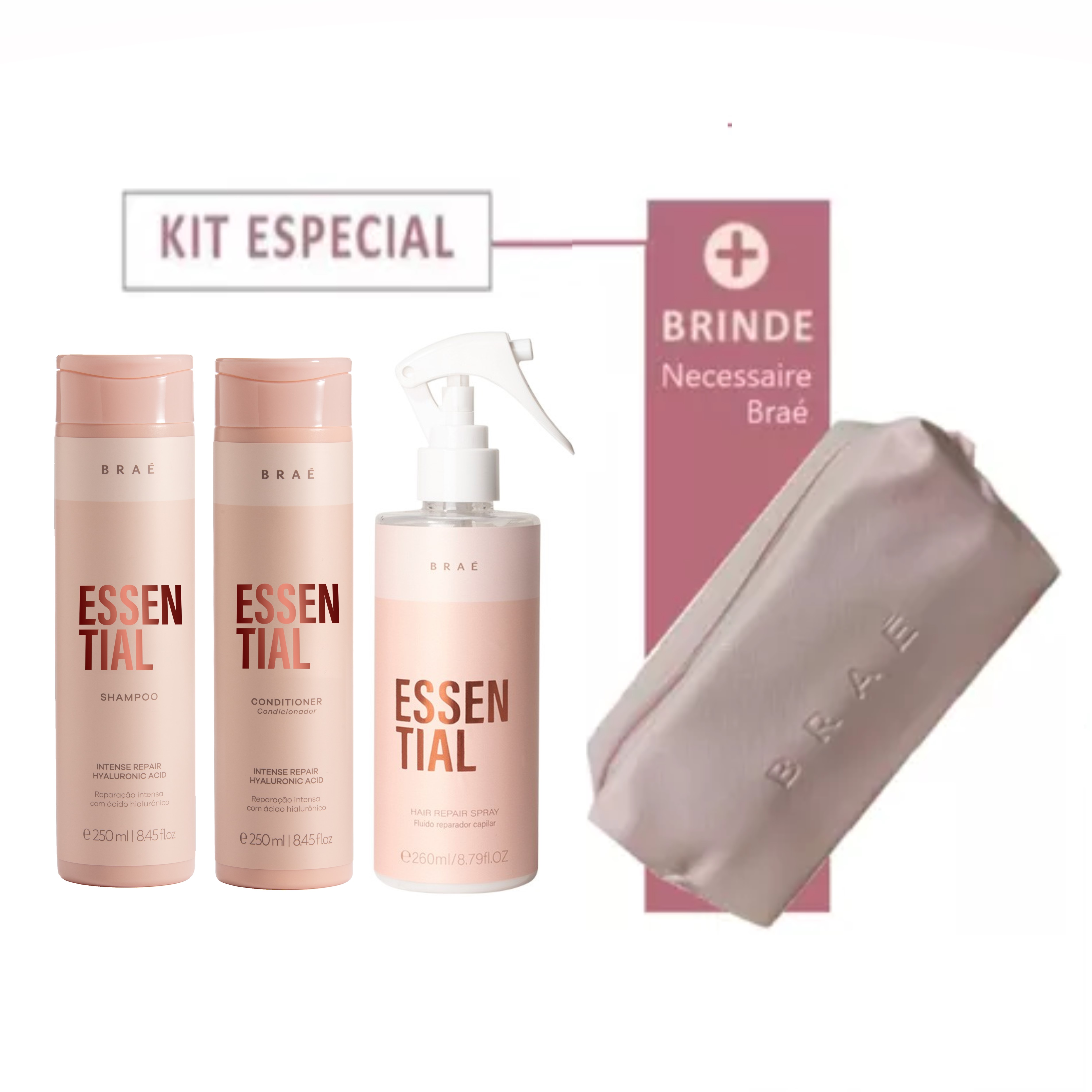 BRAÉ ESSENTIAL KIT SHAMPOO 250ml + CONDICIONADOR 250ml + FINALIZADOR 260ml