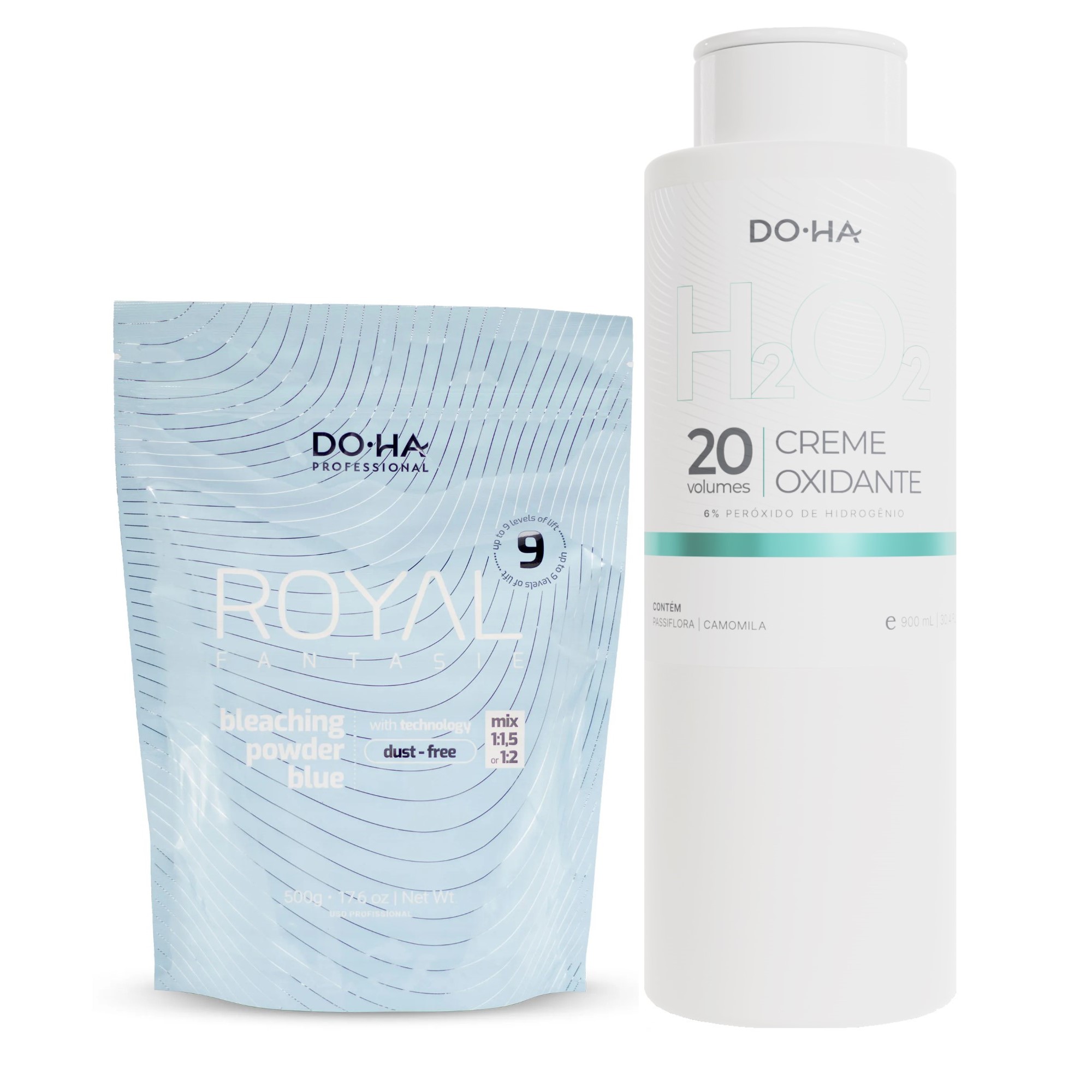 DOHA KIT 01 PÓ DESCOLORANTE AZUL 500g + 01 OX 20 VOLUMES 900ml