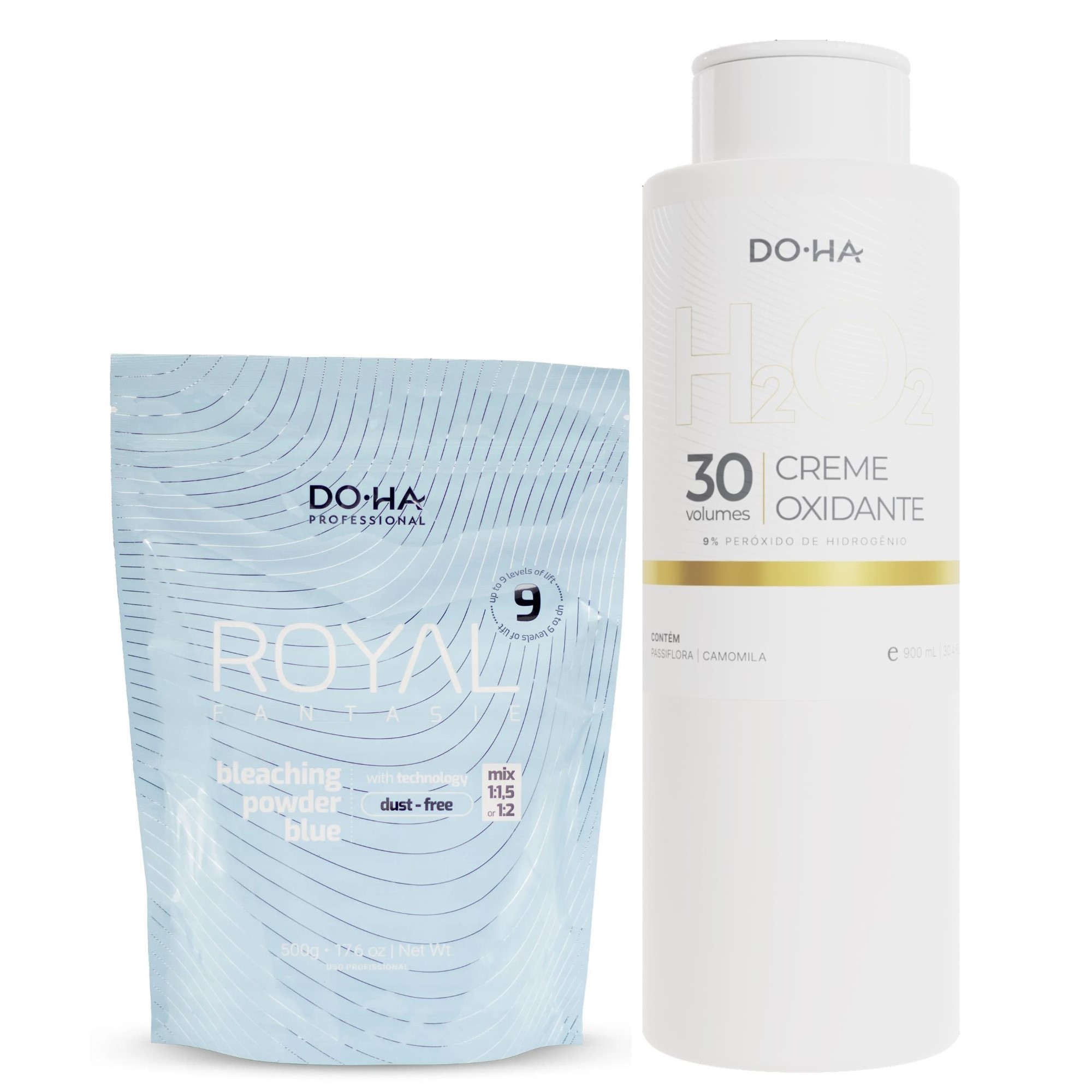 DOHA KIT 01 PÓ DESCOLORANTE AZUL 500g + 01 OX 30 VOLUMES 900ml