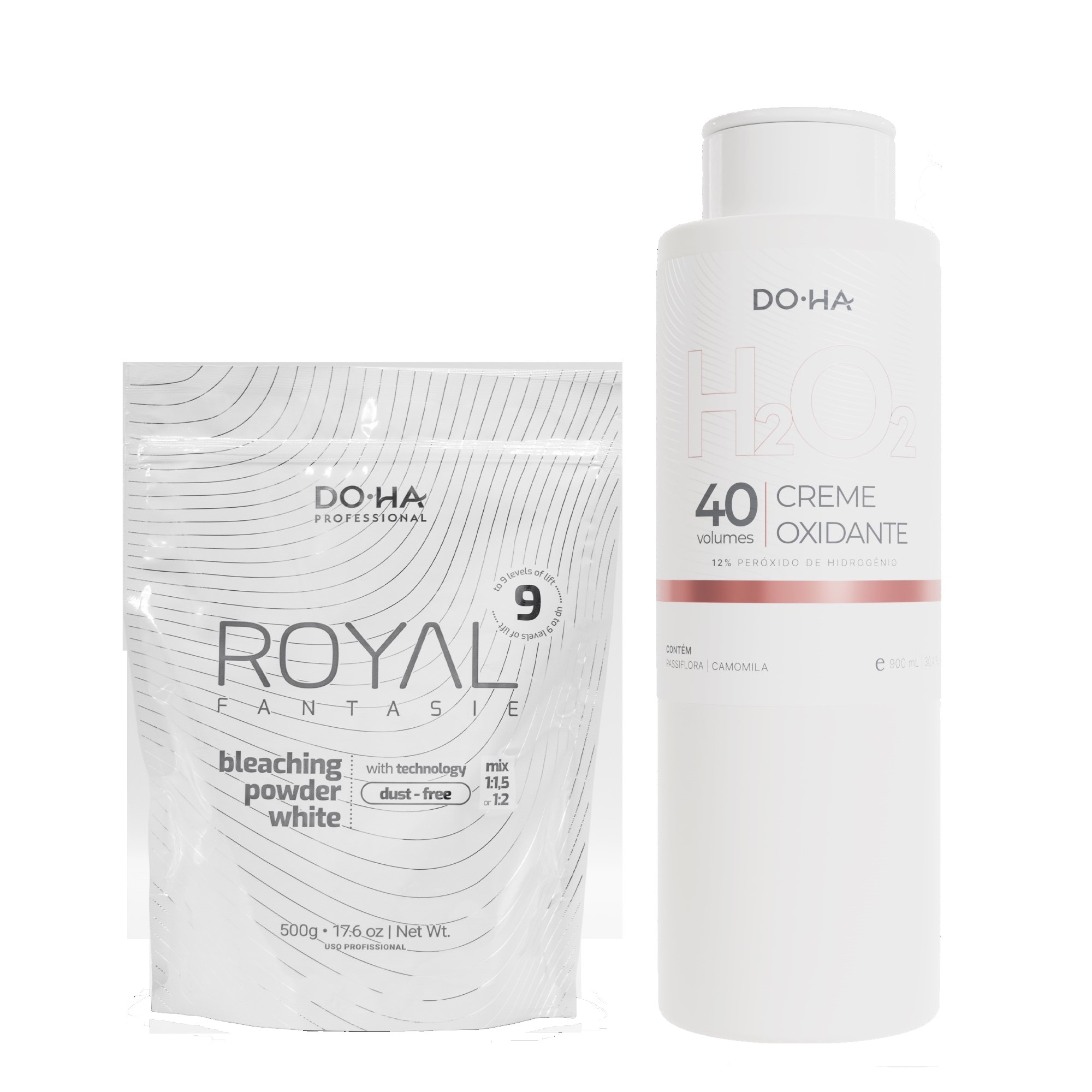 DOHA KIT 01 PÓ DESCOLORANTE BRANCO 500g + 01 OX 40 VOLUMES 900ml