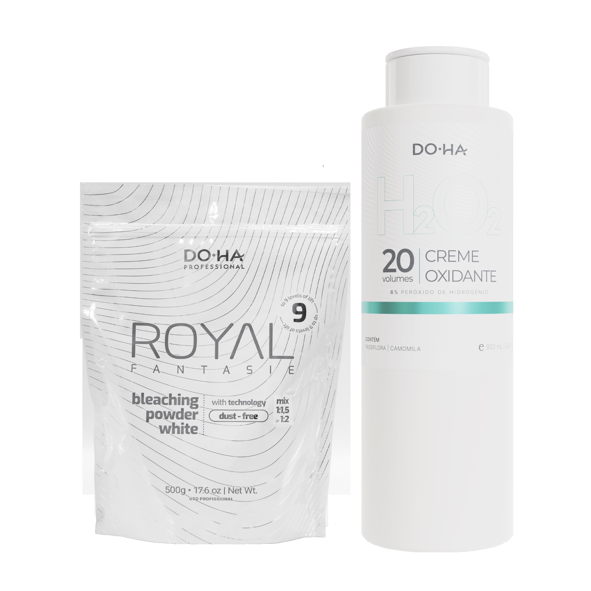 DOHA KIT 01 PÓ DESCOLORANTE BRANCO 500g + 01 OX 20 VOLUMES 900ml