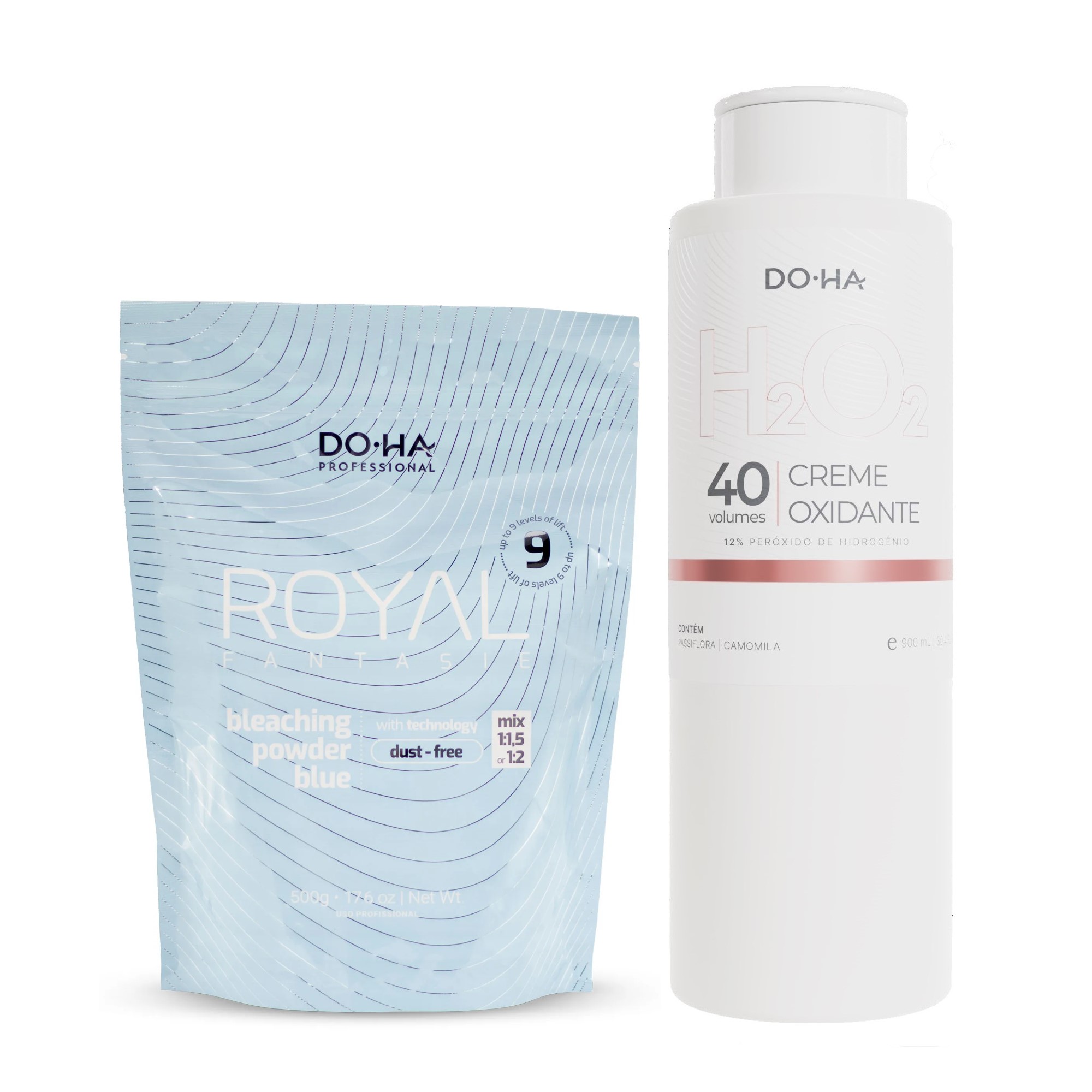 DOHA KIT 01 PÓ DESCOLORANTE AZUL 500g + 01 OX 40 VOLUMES 900ml