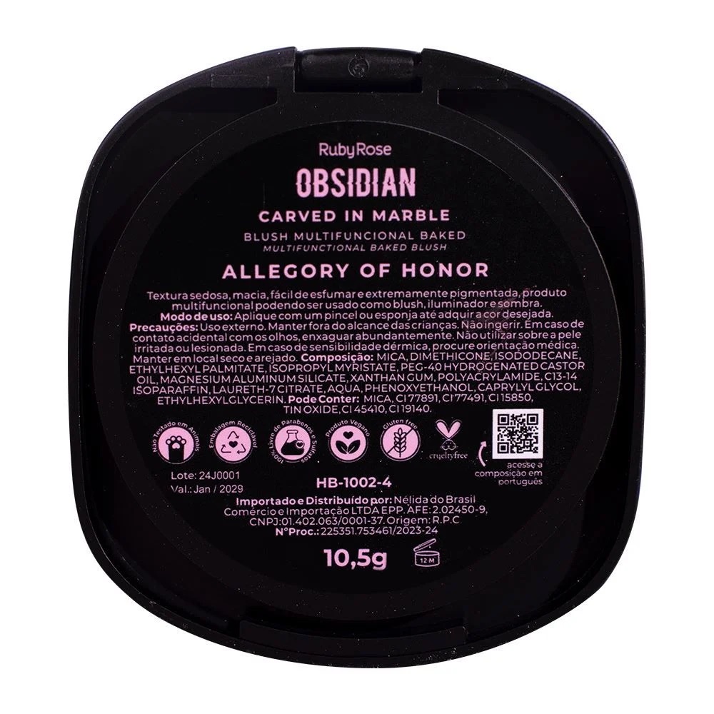 Blush Allegory of Honor - Carved in Marble Obsidian - Ruby Rose